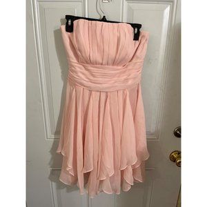David’s Bridal strapless flowing pink bridal prom special occasion dress size 4
